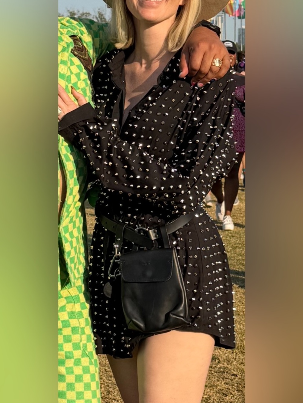 AKIRA Black shirt Dress with Metal Stud Accents Small